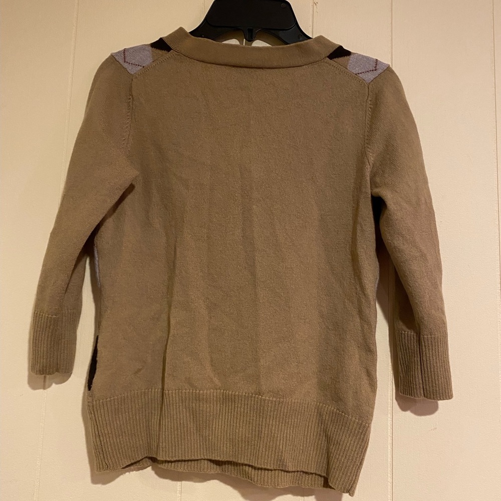 Talbots Women’s Argyle V-Neck Sweater Top - Picture 2 of 3